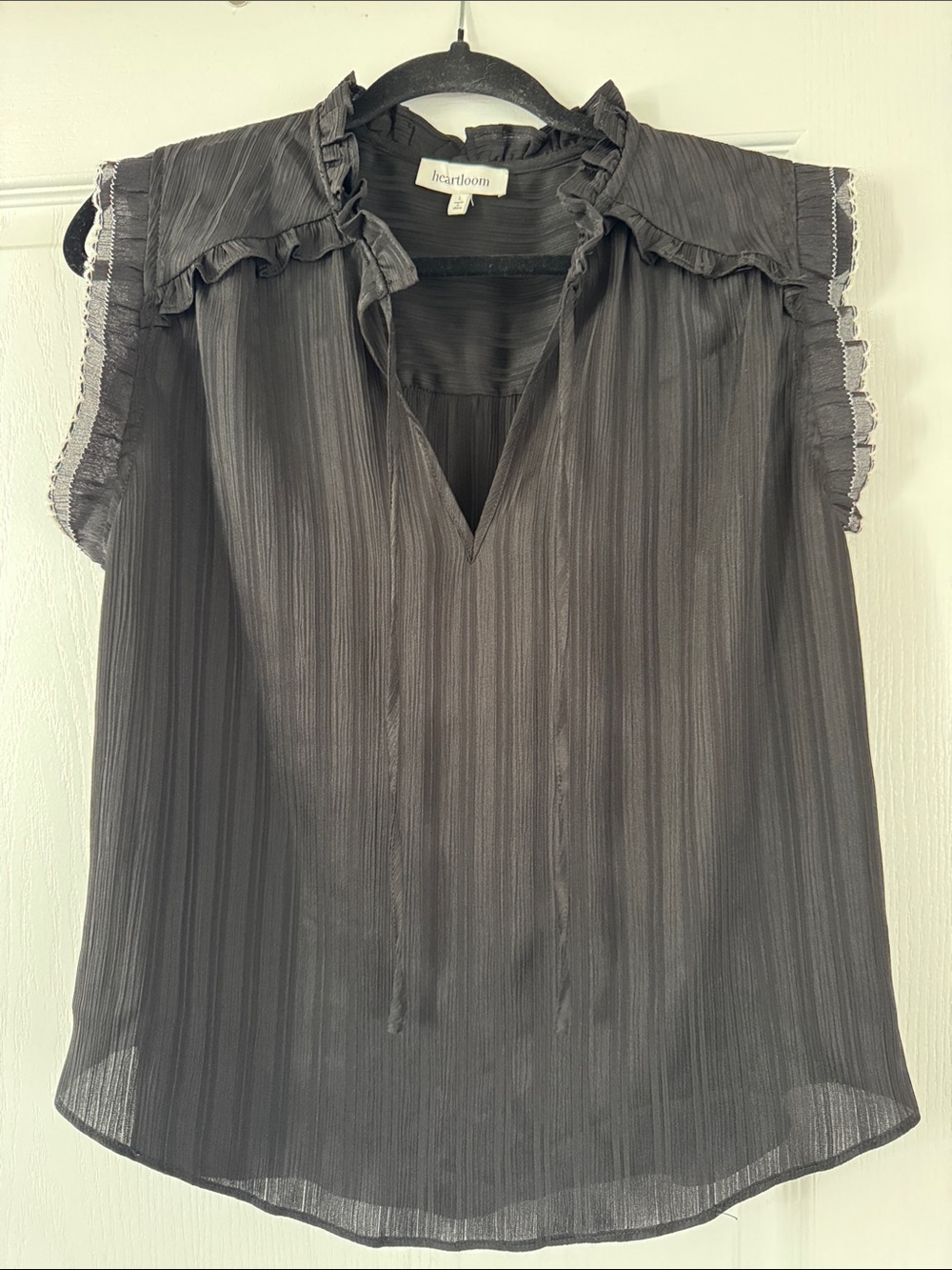 Heartloom Black Ruffle-Trim Sleeveless Camisole Womens